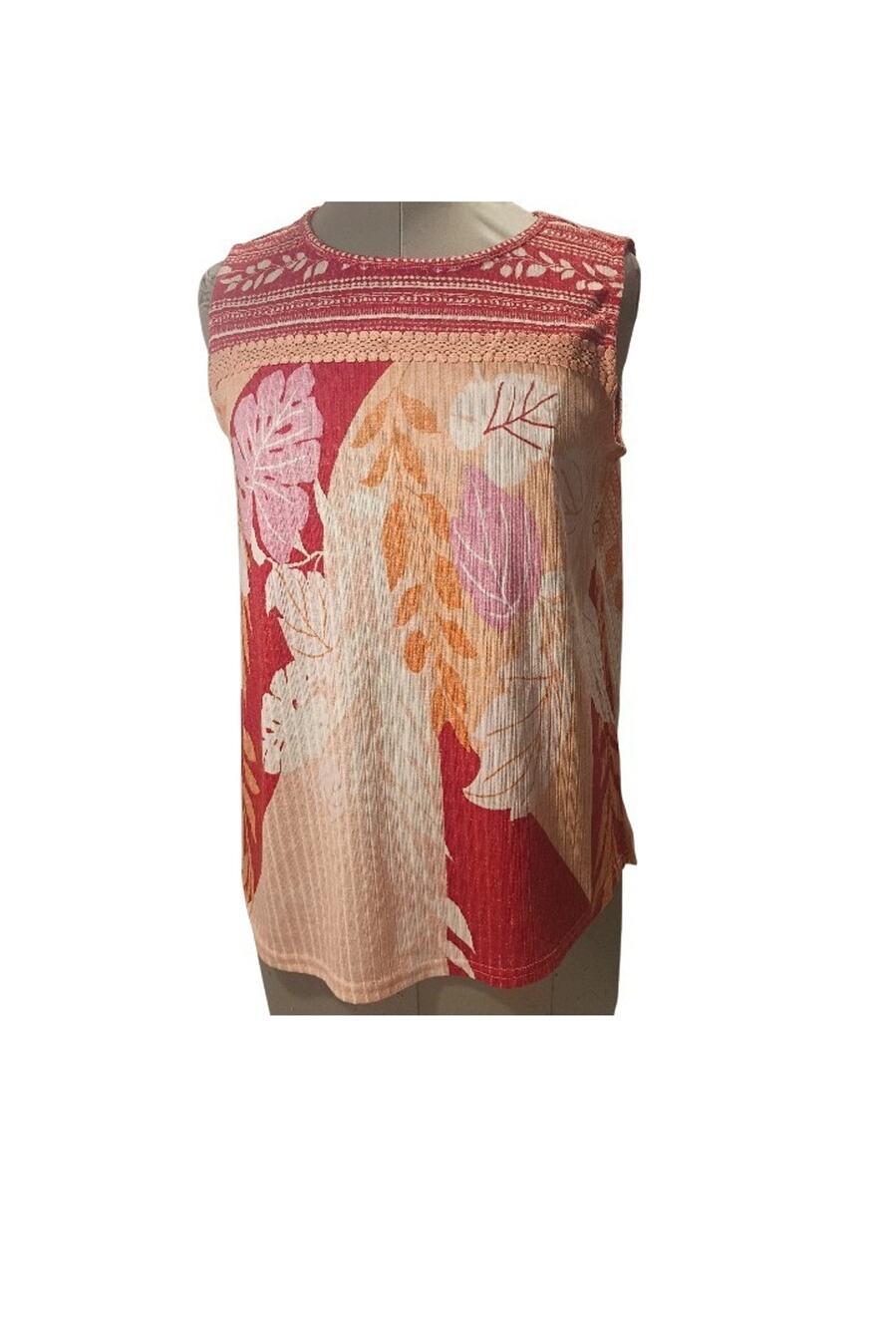 NWT Bold Hawaiian Print Flowered Casual Sleeveless Women's Top Size Large